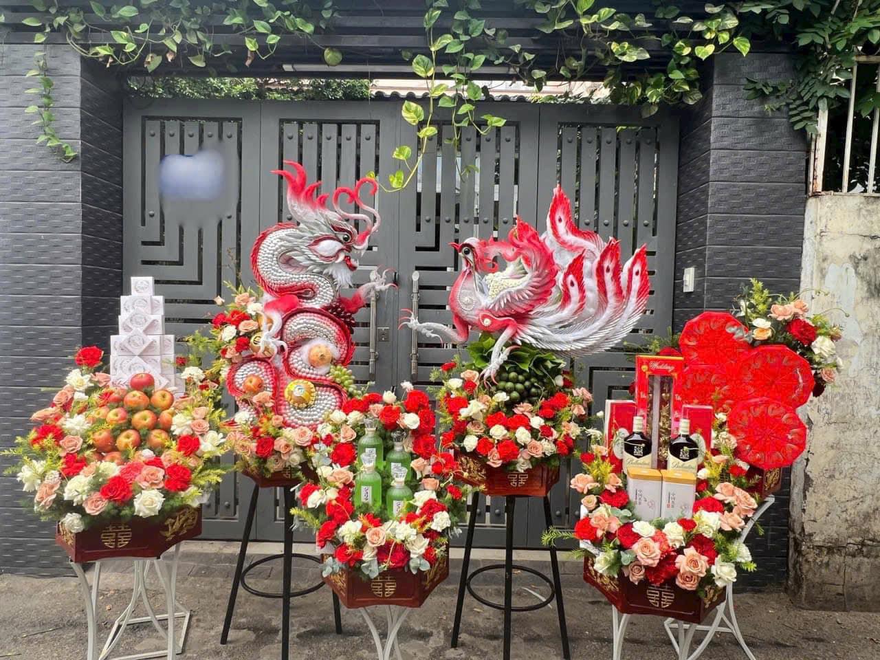 mâm quả cưới màu đỏ